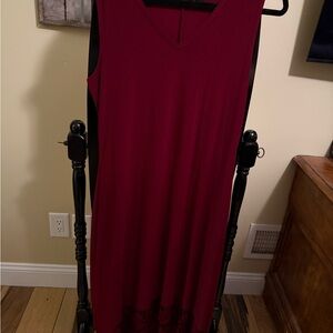 Nina Leonard Deep Red Midi Dress